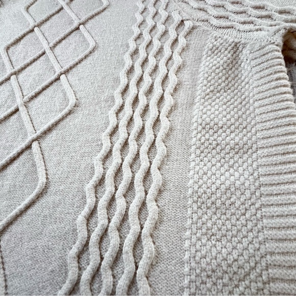 Cyrus Cream Cable Knit High Neck Pullover Nordic Sweater SZ M - Picture 6 of 13
